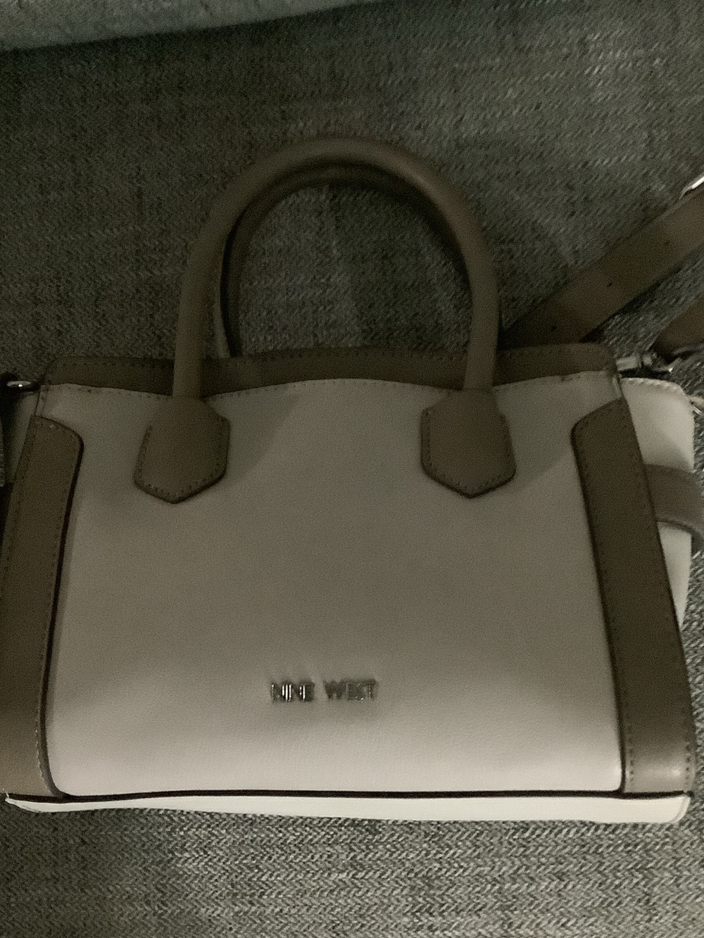 Nine West Two-Tone Satchel in Cream and Taupe - Picture 4 of 7